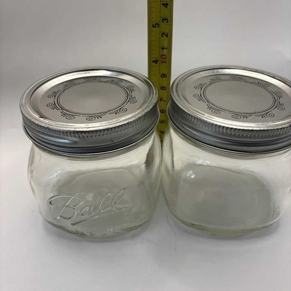 2 Ball Wide Mouth Pint Collection Elite Squat Squatty Mason Jars Set W Lids 16oz